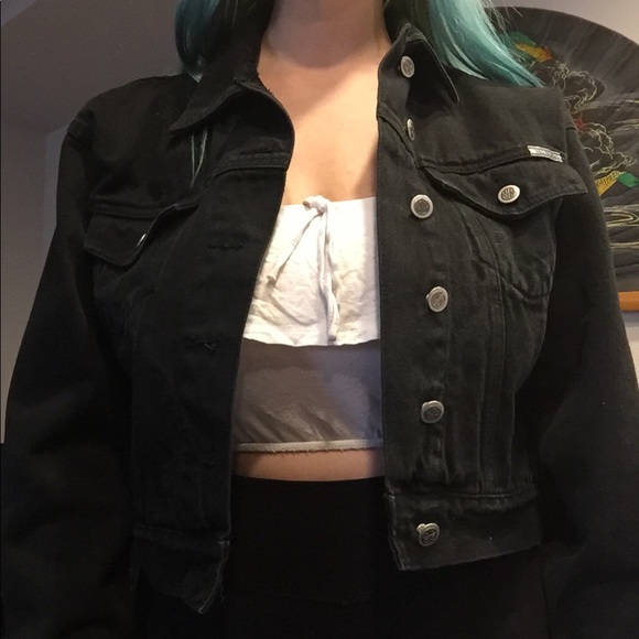 baggy black jean jacket